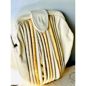 Retro Vintage ‘80s Clutch Elegant Cream Leather Women's Bag